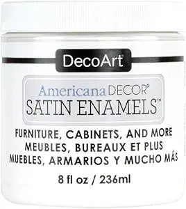 DecoArt Satin Enamels Acrylic Paint, 8 fl. oz. Jar, Pure White (Pack of 1)