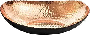 Monarch Abode Decorative Bowl for Home Decor 12.75-Inch Black and Copper Plated Hand Hammered Key Bowls for Entryway Table, Fruit & Potpourri Bowl for Centerpiece, Modern Catch All Key Holder Bowl