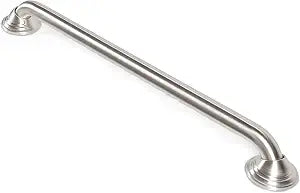 12 inch Grab Bar for Bathroom, Curl Grip, ADA Safety Grip Assist Shower Rail for Elderly and Seniors, Satin Brushed Stainless Steel