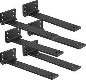 Black Floating Shelf Brackets 6 inch 6 Pack L Brackets for Floating Shelves Metal Heavy Duty Shelf Bracket for DIY Shelving Brackets Decorative with Mounting Hardware Screws