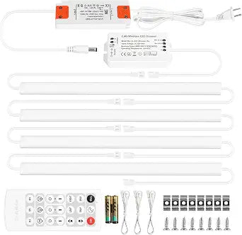 Litever Under Cabinet Lighting Kit Plug in 21W 3000K Dimmable with Remote
