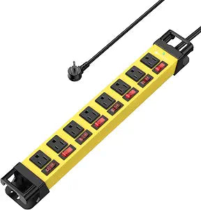 8 Outlet Power Strip with Individual Switches Cord Manager 1200J 15FT