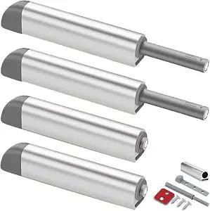 4Pack Push to Open Cabinet Hardware Door Latch & Lock, Magnetic Push Latches for Hidden Door Heavy Duty Magnet Push Release Drawer Pull Strong Pop Out for Kitchen RV Closet Tip On Close- Silver