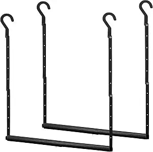 STORAGE MANIAC Adjustable Closet Rod for Hanging Clothes, 2 Pack Black