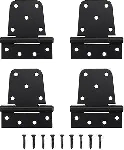 HOME MASTER HARDWARE 3-1/2" Heavy Duty Gate Hinges, 4 Pack T Hinge, Black
