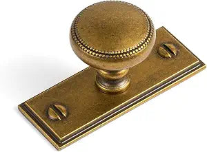 Goo-Ki 1.3''(33mm) Dia Antique Brass Cabinet Knob with Classic Square Backplate-6 Packed Retro Style Zinc Alloy Drawer Knobs