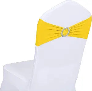 Yellow Chair Sashes, 50PCS Spandex Sashes Bows, Chair Cover Bands with Buckle Slider for Banquet, Party, Hotel Event Decorations