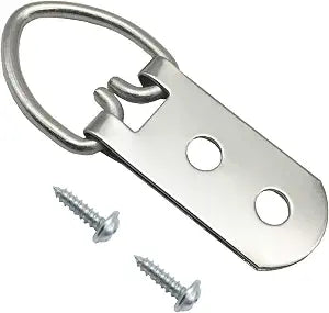20 Pack Heavy Duty D-Ring Metal Picture Hangers with Screws, Silver