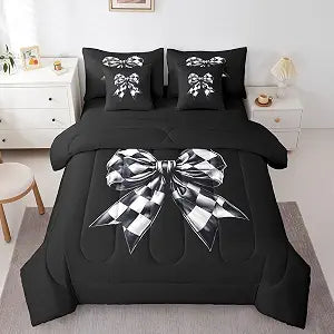 Erosebridal Bowknot Full Comforter Set 7 Piece for Kids Teen Adults
