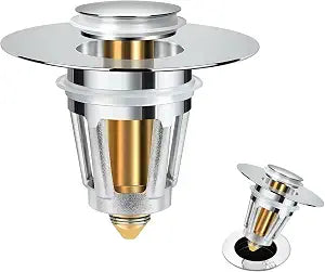 Pop Up Bathroom Sink Drain Strainer, Sink Stopper Drain Hair Catcher, Stainless Steel Silver, 1 pcs