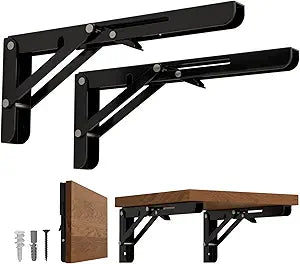 LEOPO 8 Inch Folding Shelf Brackets, 2 Pack Foldable Shelf Supports
