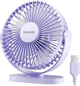 Gaiatop USB Desk Fan, 5.5 Inch Quiet 3 Speeds Small Portable Fan Purple