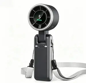 Portable Handheld Fan, 5-Gear Wind Speed, 13660 RPM, 180 Foldable Turbine Fan, USB Charging, 5000mAh Battery PoweredCan Be Used for 14 Hours, Suitable for Outdoor Travel, Beach, Barbecue (Black)