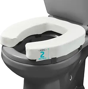 Lunderg Padded Toilet Seat Riser for Seniors - Adds 2 Inches. Universal Fit