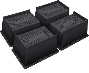 ANNKUT Bed Risers 4 Inch Heavy Duty,Oversized Couch Risers, Extra Wide Furniture Risers for Sofa Table Desk Headboard Chair Lifting,Rectangle Risering Blocks Support 6000 lbs(4 Pack Black)