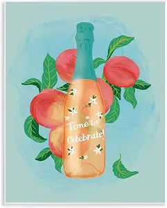 Champagne Budding Blooms Floral, 11 x 14 Inch Mounted Print on Wall Plaque