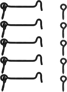 Litoexpe 5pcs 3" Black Cabin Hook and Eye Latch