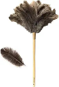 DDZMZ Ostrich Feather Duster for Cleaning with Long Wooden Handle,24"