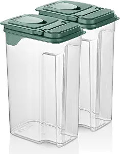 Tribello Food Storage Dispenser with Pour Spout Lid Pantry Bin Clear Slim Food Storage Container for Rice, Sugar, Cereal BPA Free - Kitchen Organization (Large 3.8 Quarts - 2 Pack)