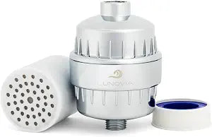 Shower Filter for Hard Water Reduces Impurities That Cause Dry Skin, Itchy Scalp & Dull Hair Easy Install Universal Fit Works with Standard Wall & Handheld Showers