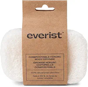 Everist Compostable Konjac Body Sponge, Natural Bath Sponge, Plastic-Free