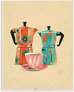 Vintage Coffee Still Life, 11 x 14 Inch Mounted Print on Wall Plaque