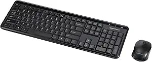 Amazon Basics 2.4GHz Wireless Keyboard and Mouse Combo Set, Quiet and Compact US Layout, Plug and Play, Unifying USB Receiver, Black