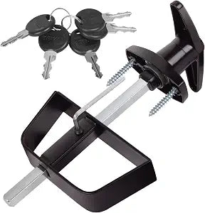 Shed Door Latch T-Handle Lock Kit with 5 Keys,BTEOBFY 5-1/2" Stem Storage Barn Shed Door Hardware Lock Set for Playhouses, Chicken Coops,Camper (Black)