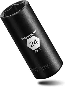 3/8 Drive Deep Impact Socket, Metric(24mm socket), 6-Point, Cr-V Steel With Black Manganese Phosphate Coating