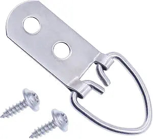 Heavy Duty D Ring Picture Hangers with Screws, 20 Pcs Large Wide D-Ring Picture Hanging Hardware, 2 Holes Picture Hooks for Paintings, Mirror, Clock, Decoration, Artwork Picture Frame