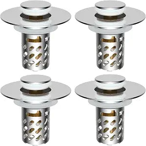 4-Pack All-Metal Bathroom Sink Stopper, Pop Up Sink Drain Strainer, Chrome