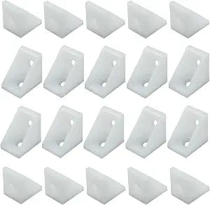 20 Pcs 0.79" White Plastic Right Angle Bracket L Brackets