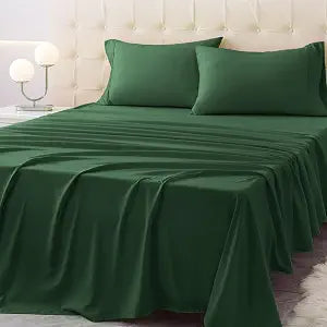 Full Size Bed Sheet Set - 4 Piece Soft Microfiber Sheets with Deep Pockets, Cooling Technology, and Wrinkle-Free Pillowcase. Hotel-Quality, Durable Bedding, Eden Green