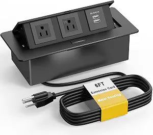 Kungfuking Conference Table Outlet 2 USB-A, 2 AC Outlets, Metal Housing