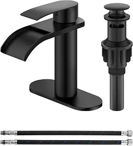 Matte Black Waterfall Bathroom Sink Faucet Single Handle