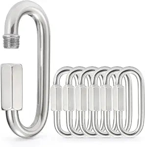 sprookber Stainless Steel Chain Quick Links - 304 Stainless Stee Chain Connector, Screw Carabiner, Chain Hooks, Set of 6