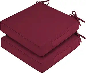Outdoor Chair Cushions, Removable Covers, Burgundy, 19 x 19