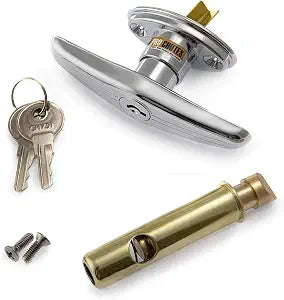 Trash Chute T Handles and Laundry Chute Door Latch kit with V Spindle for Bottom & Side hinged Doors. Compatible Handle Hardware Parts