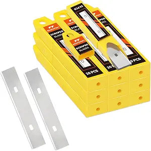 WRAPXPERT Scraper Blade 4 inch 100pcs Replacement Razor Blades for Cleaning Glass Wall Windows Stove