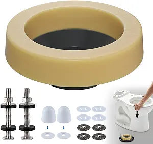 Hibbent 1 Pack Toilet Wax Ring Replacement Kit, Toilet Bolt Screw & Covers