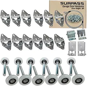 Surpass Garage Door Hardware Kit Roller/Hinge/Top Bracket/Wire Rope (for 8' Height Garage Doors)
