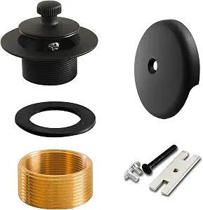 SENTO Chrome Lift and Turn Bathtub Drain Assembly Stopper Kit, Fit Both 1-1/2 Inch or 1-5/8 Inch Strainer and Stopper, Heavy Duty Metal with Matching Screws, Easy Installation, Matte Black
