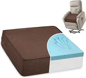 Shinnwa Gel Memory Foam Recliner Cushion for Elderly, Extra Large Seat Cushion, Dual-Layer Foam Chair Pad for Couch, Armchair, Wicker Chairs, Floor, 20 20 5in, Caramel