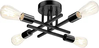 TOBUSA Modern 4-Light Semi Flush Mount Ceiling Light Fixture, Matte Black