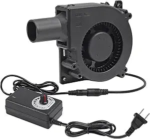 120mm 12V BBQ Blower Fan,120mm x 32mm Dual Ball Blower Fan 12V with 110v - 240v AC Plug Variable Speed Controller for Ventilation,Outdoor Barbecues Fire Bellow, Camping Cooking DIY Cooling Projects