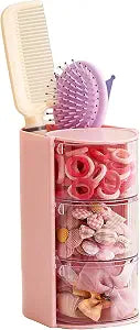UFORU Hair Accessories Organizer with Hair Brush Holder,3 Rotatable Drawers
