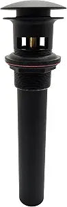 Westbrass R410A-62 Mushroom Style Push-Down Lavatory Bathroom Sink Drain Assembly with Overflow Holes - Exposed, Matte Black