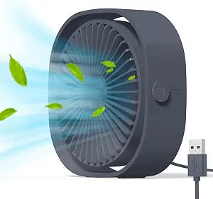 Simpeak Small USB Fan Small Quiet Portable USB Powered ONLY (No Battery), Cooling 3 Speed Setting 360 Adjustable Swivel Desktop Personal Fan for Home Office Bedroom Outdoor Travel Summer, Grey