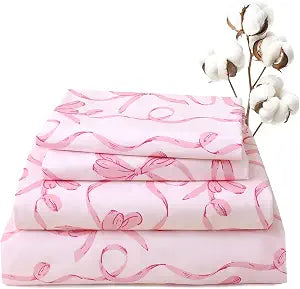 100% Cotton Queen Sheet Set Floral Percale Sheets 4PC
