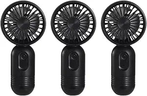 VanSmaGo Portable Mini 3-pack Handheld Personal Small Fan with 3-speed for Travel, USB Rechargeable Battery Operated Eyelash Fan, Black